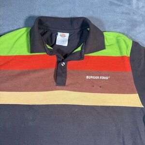 Vintage Burger King Black Retro Work Employee Uniform Polo Shirt Size L / Large